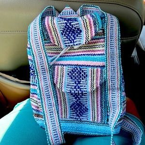 Artesanias Malintzi Mexican Ethnic Backpack Bag Hippie Rag Bag Made in Mexico